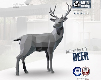 Deer! Weld it yourself with Digital plan for metal. Set of digital files include .pdf – scheme, .dxf – CNC cutting.
