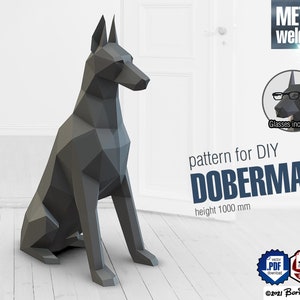 Doberman DIY metal welding low poly 3d model - digital pattern. .pdf, .svg, .dxf