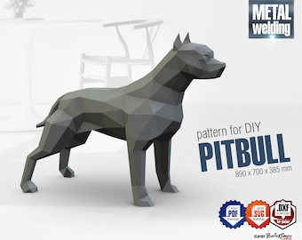 Pitbull! Weld it yourself with Digital plan for metal. Set of digital files include: .pdf – scheme, .dxf – CNC cutting.
