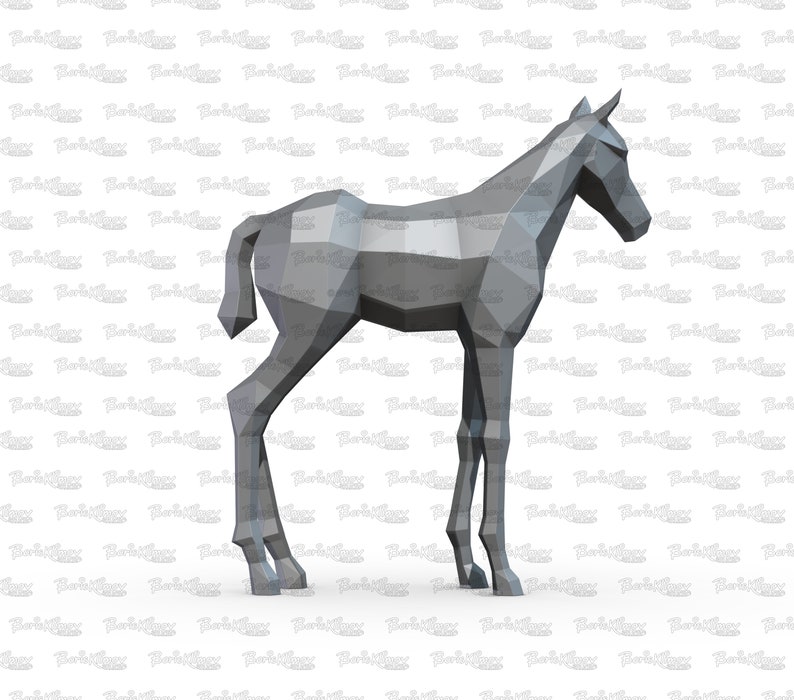 Foal, a baby horse Weld it yourself with Digital plan for metal. Set of digital files include: .pdf scheme, .dxf CNC cutting. image 9