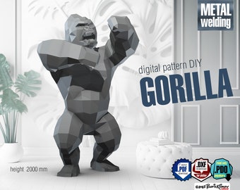 Gorilla! Digital plan for DIY metal welding a low poly 3d model. Scheme .pdf, CNC cutting .dxf, 3d .pdo (read only)