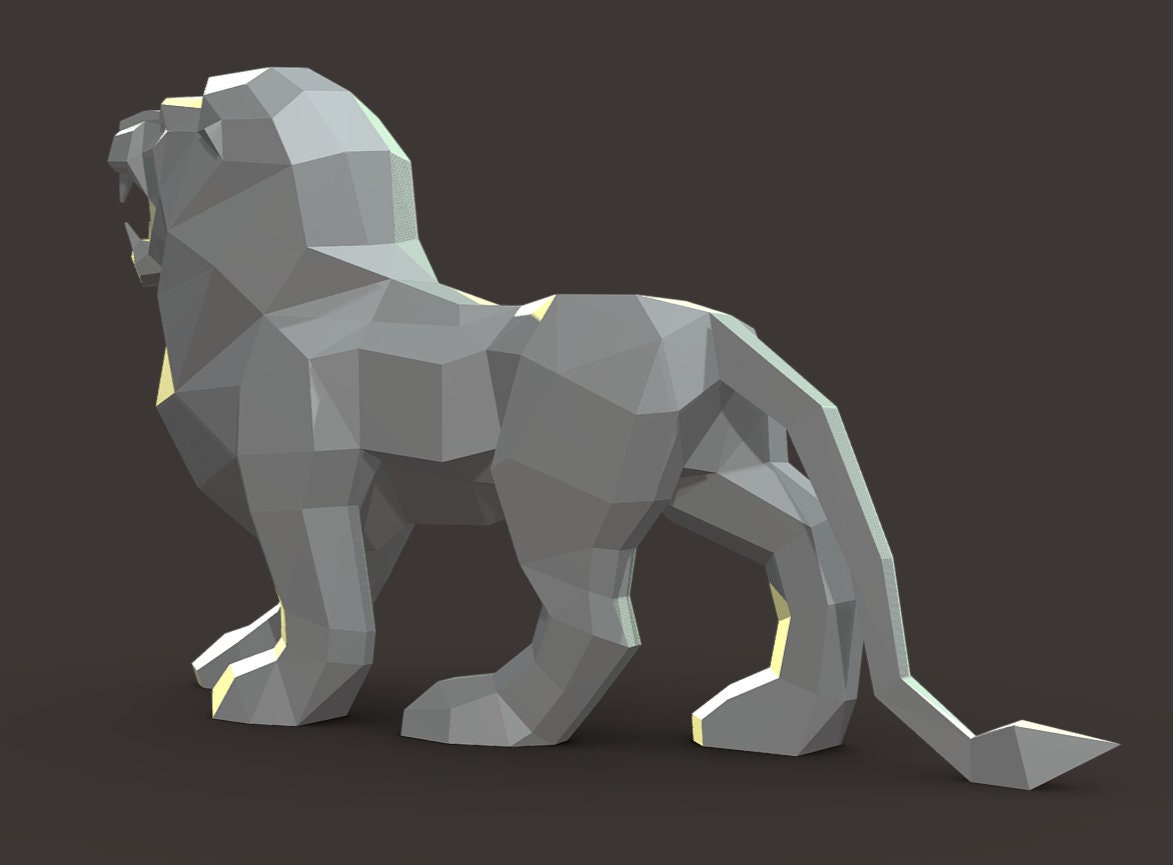 Lion DIY Metal Welding Low Poly 3d Model, Digital Pattern Lion DIY Metal Welding Low Poly 3d Model, Digital Pattern