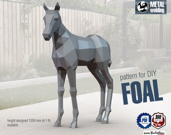 Foal, a baby horse! Weld it yourself with Digital plan for metal. Set of digital files include: .pdf – scheme, .dxf – CNC cutting.