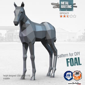Fohlen, Fohlen, Fohlen! Nieten Sie es selbst mit Digitaler Plan für Metall, Dateien: .pdf (Anleitung), .dxf (für CNC-Schneiden)