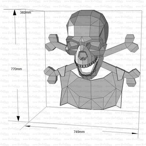 Skull name plate Weld it yourself with Digital plan for metal. Set of digital files include: .pdf scheme, .dxf CNC cutting. image 2