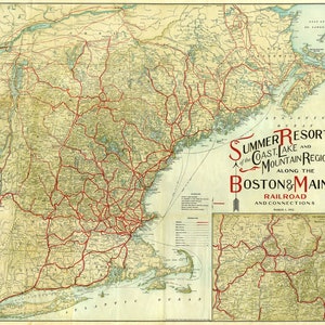 Stations estivales sur le Maine and Boston Railroad 1912 - Reproduction d'une carte vintage