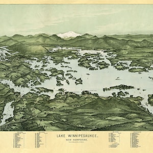 Lake Winnipesaukee, NH 1903 Bird&#39;s Eye Map - Fine Art Reproduction