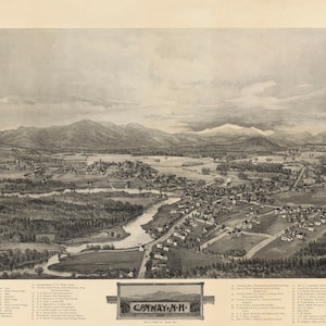 Conway NH  Birdseye View Map 1896 - Fine Art Reproduction