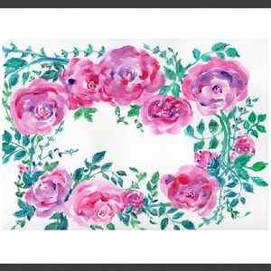 Pink Roses Original Painting /Gift ideas /Floral Acrylic Painting /Roses Wreath Painting //Nursery Decor /Gift for Her