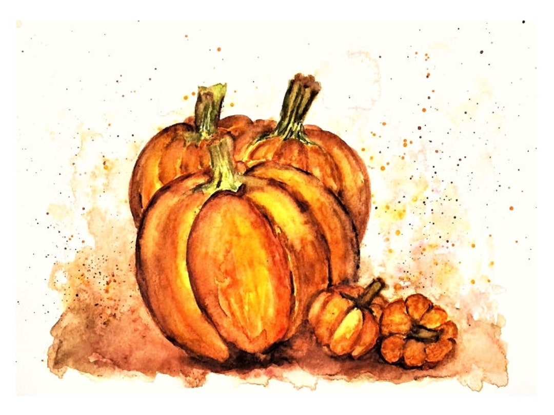 Pumpkin Painting Printable Pumpkin Print Fall House - Etsy