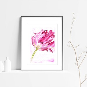 Pink Tulip Painting Printable Watercolor Floral Print pink - Etsy
