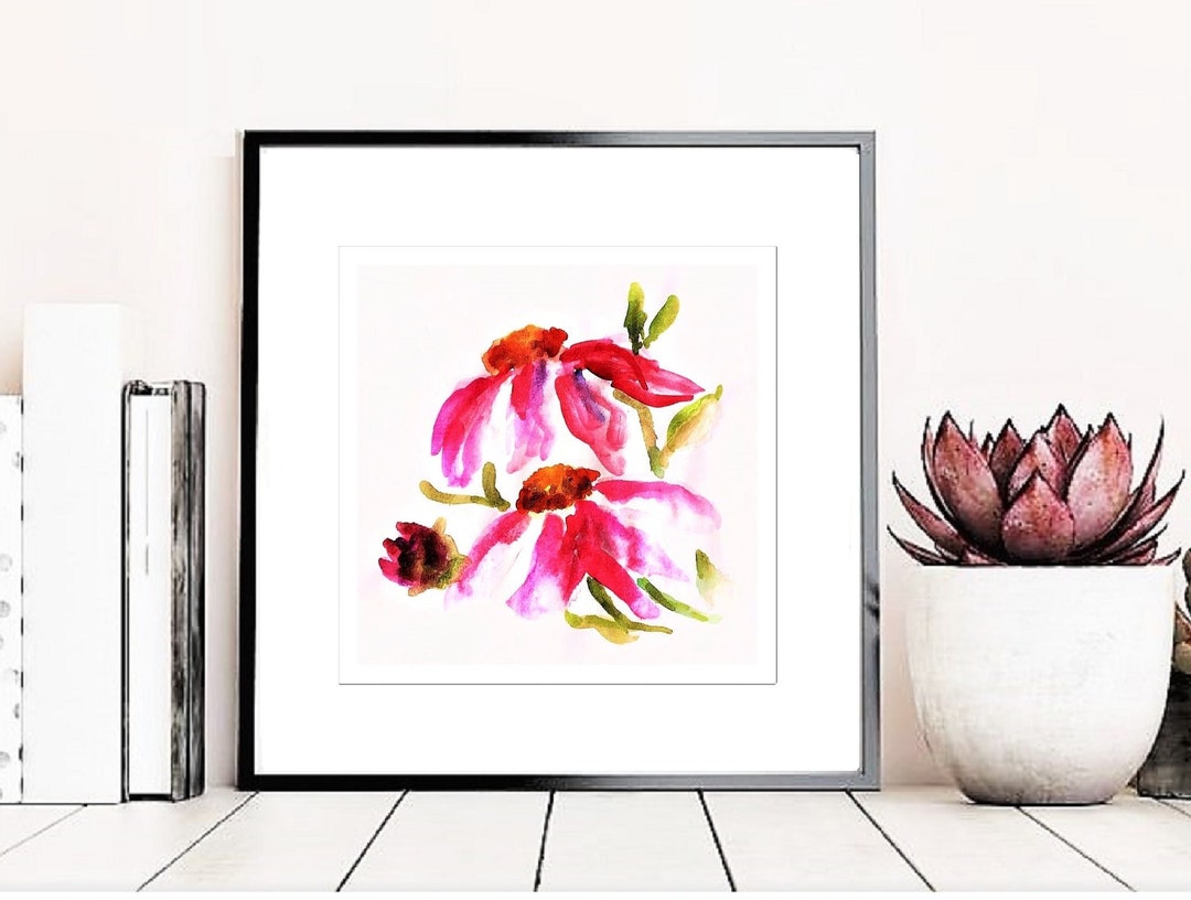 Coneflowers Painting Printable Watercolor Floral Print - Etsy