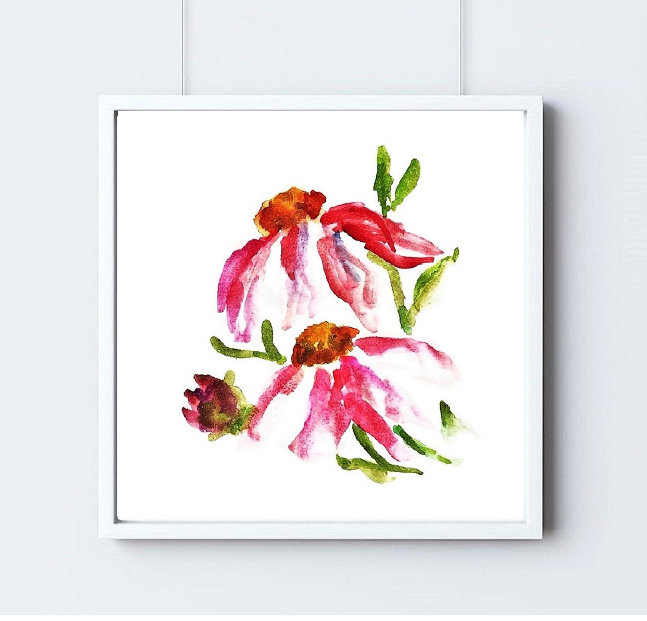 Coneflowers Painting Printable Watercolor Floral Print - Etsy