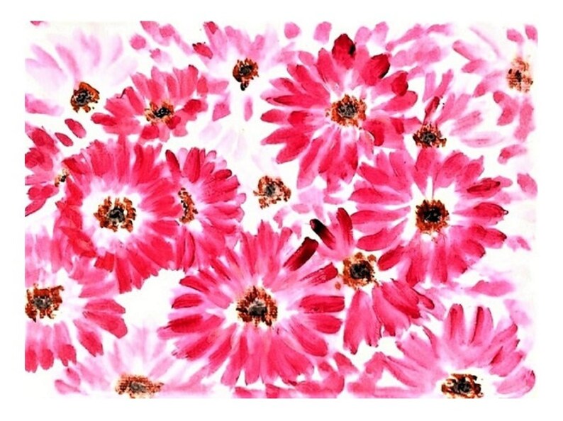 Pink Daisies Painting Printable Watercolor/pink Gerbera Floral Print