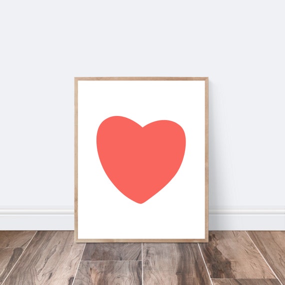 Red Heart Print Wall Art Digital Download Printable Nursery Etsy
