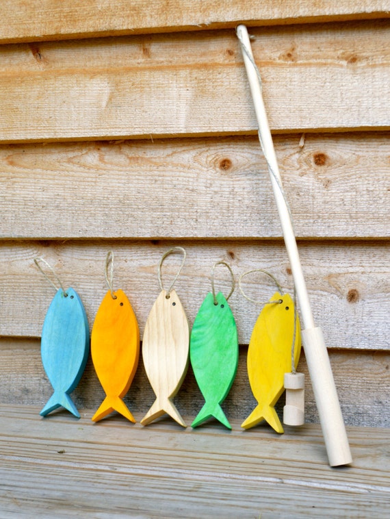 wooden fishing set