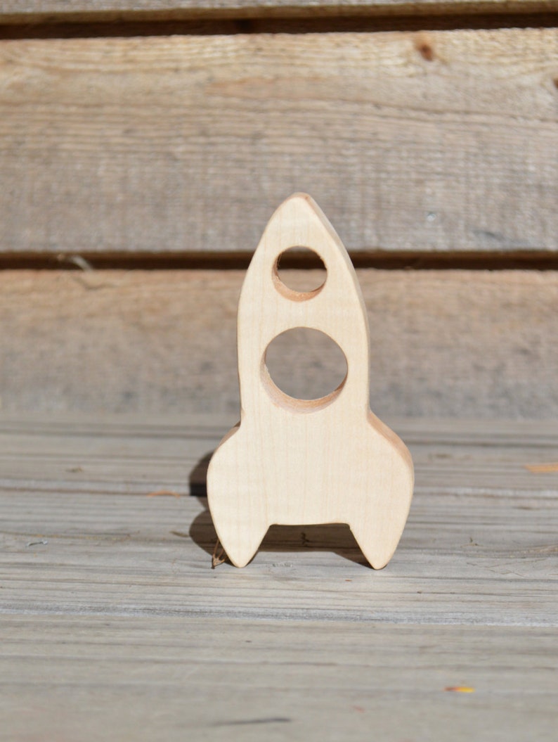 Wooden teether rocket  teething toy