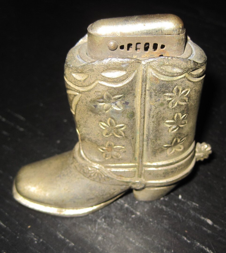 Vintage NOVELTY COWBOY BOOT Western Theme Metal Table Top Etsy