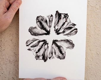 Symmetrical Hibiscus Mandala Monotype