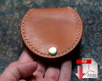 Leather Coin Pouch With Snap Closure Digital PDF Template Set