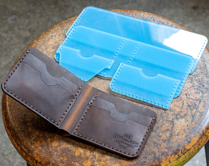 Rustic Leather Bi fold Wallet Template Set Acrylic Leather Template