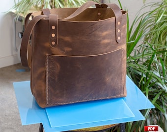 Basic Leather Tote Bag PDF Template Set - Digital Leather Pattern