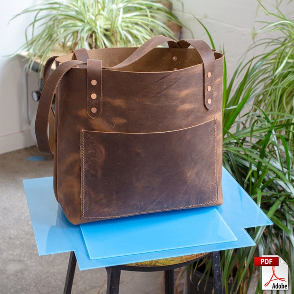Basic Leather Tote Bag PDF Template Set - Digital Leather Pattern