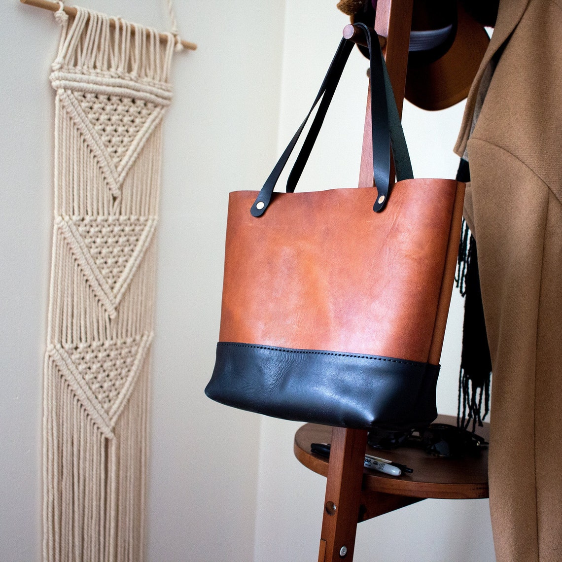 Simple Leather Tote Bag PDF Template Set Digital Etsy