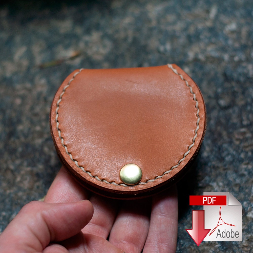 Leather Coin Pouch With Snap Closure Digital PDF Template Set 