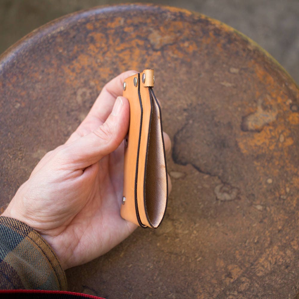 Slim Riveted Italian Vegetable Tanned Leather Wallet Etsy