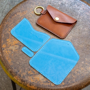 Leather Keychain Snap Wallet Acrylic Template Set - Digital Leatherworking Pattern - Build Along Video Tutorial