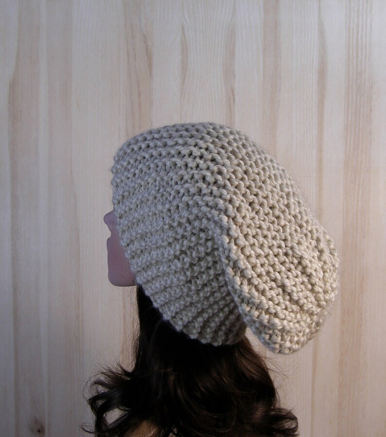 Beige winter hand knit hat womens knitted beanie hat chunky slouchy beanie hat womens knit hat winter hats