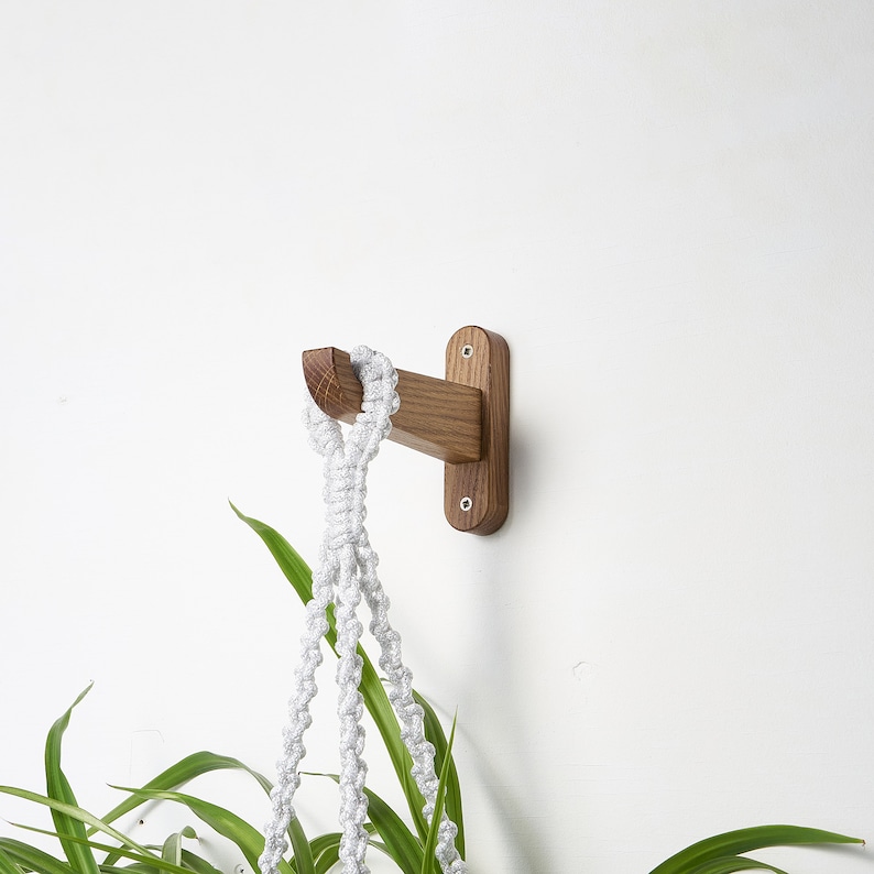 Wooden hook for planter, modern plant hook for wall image 8