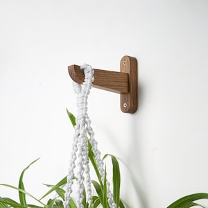 Wooden hook for planter, modern plant hook for wall image 1