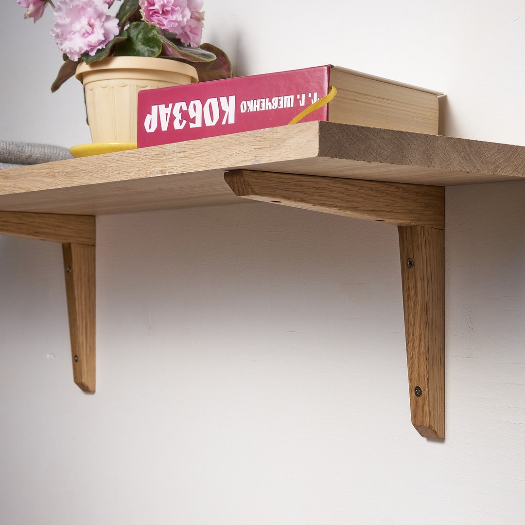 Solid Wood Brackets for Shelf, Oak L Bracket for 5, 7, 8 and More