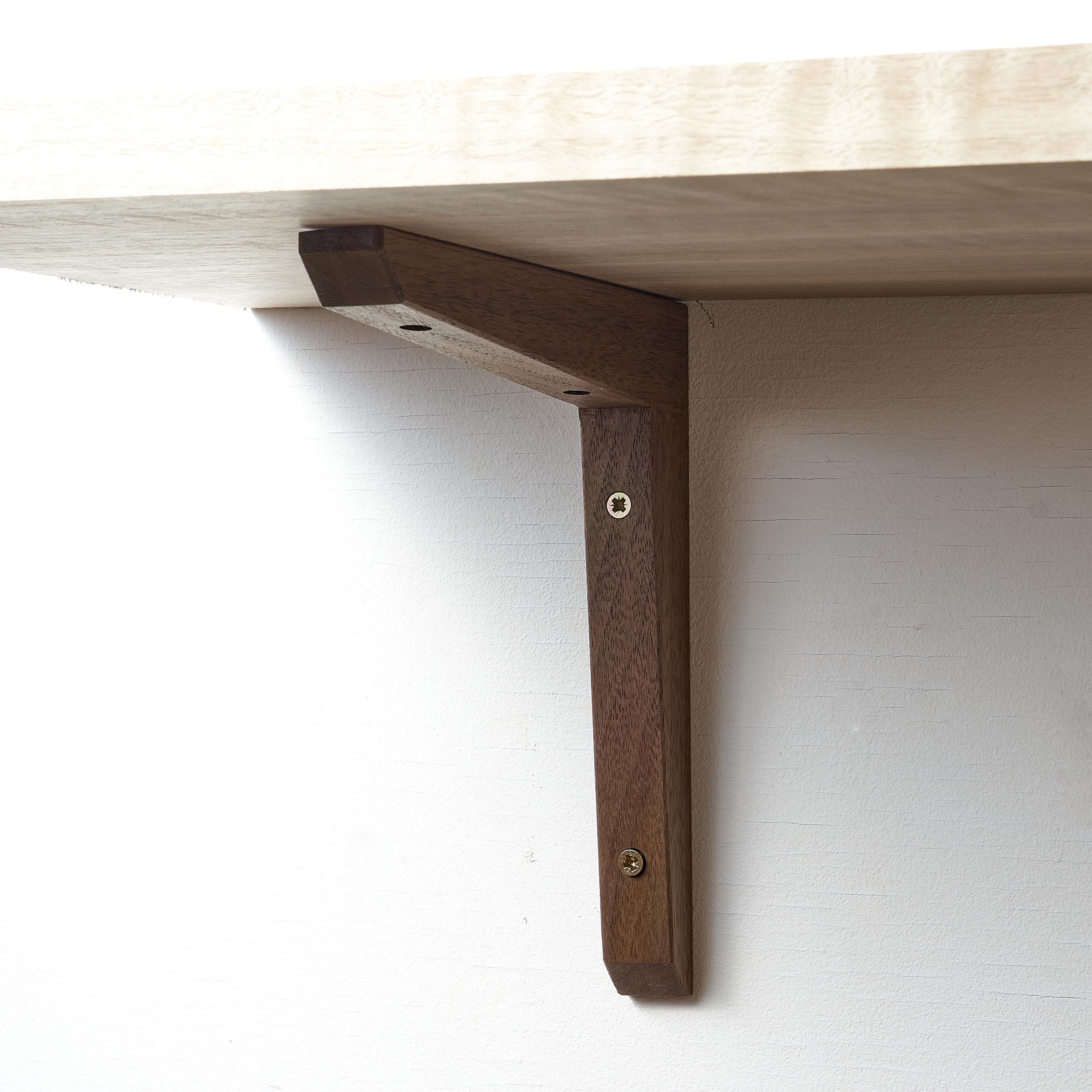 Pair of Walnut Shelf L Brackets, Pair of Wooden Shelf Brackets 7 Inch