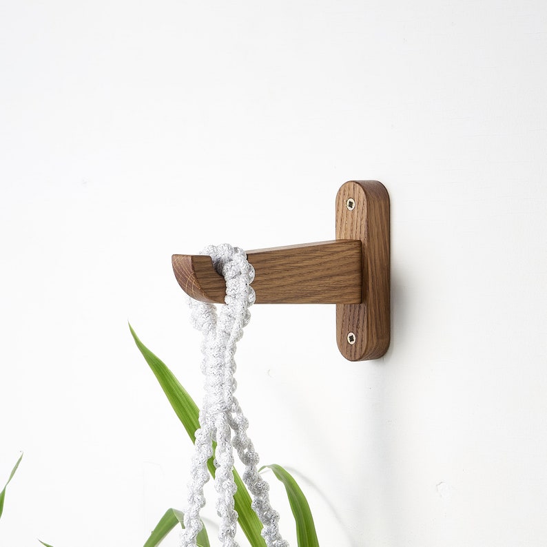 Wooden hook for planter, modern plant hook for wall image 6