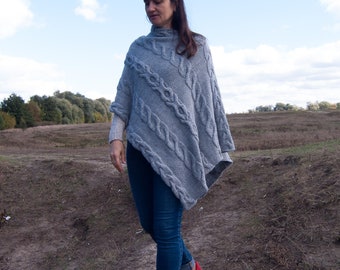 Cream CRHOLIDAY TURTELNECK - Poncho - asphalt melange/grijs gemêleerd