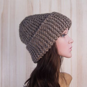 Brown Slouchy Beanie knitted Hat Slouch Hat Brown Beanie Slouchy winter hat slouchy hats women&#39;s knit hat