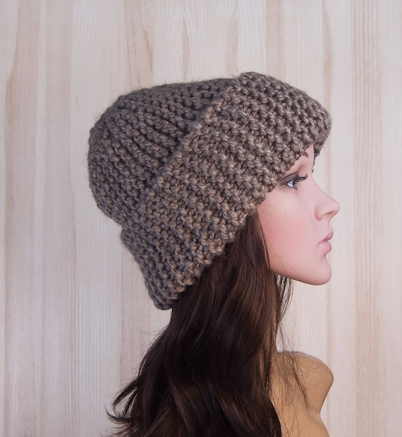 Brown Slouchy Beanie Knitted Hat Slouch Hat Brown Beanie  display picture 2
