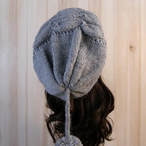 Gray Women's Winter Slouchy Beanie Hat Gray Women's Winter Hand Knit Hat wool knit hat pom pom hats for women's image 6