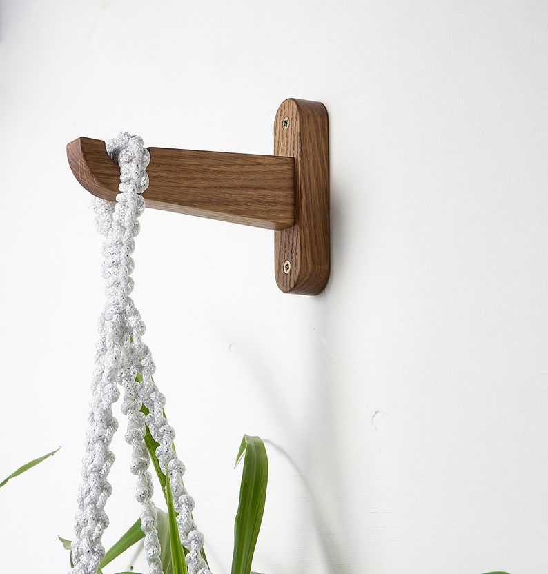 Wooden hook for planter, modern plant hook for wall image 7