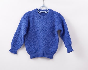 Purple blue wool Kid's hand knitted boy's girl's sweater 3 years Handmade sweater knitted Kid's clothes