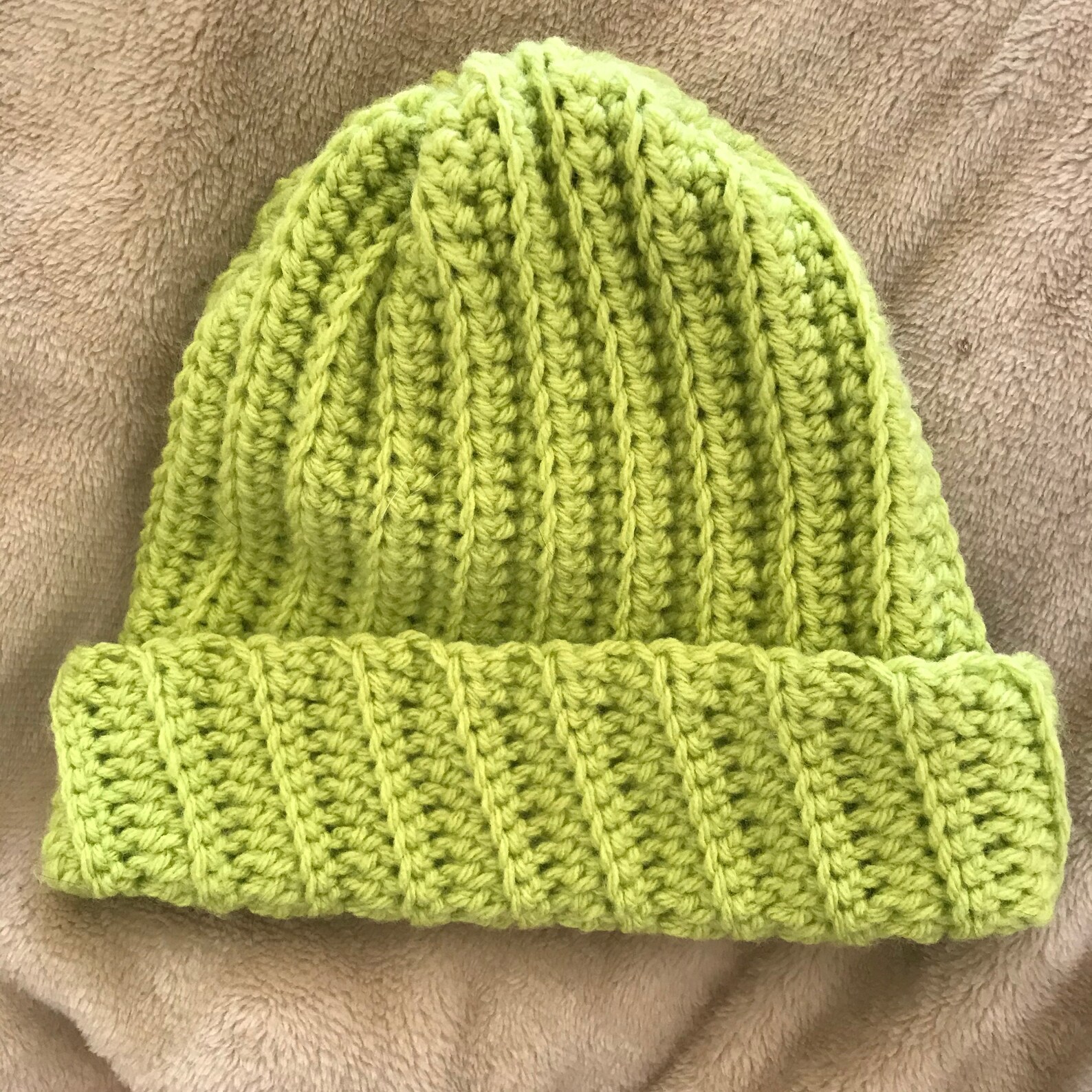 Lime Green Hand Crochet Beanie Etsy