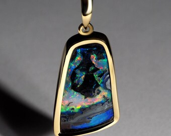 Pendentif Argent 925 Avec Opale Boulder Australienne Et Opale éthiopienne - Neuf Avec étiquettes, Forme Goutte