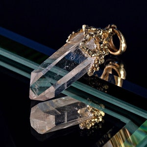 Rock crystal gold necklace Natural Raw Crystal Quartz Mens pendant Unisex Jewelry Clear Gemstone Gold Fine Mens Jewelry Valentines day gift