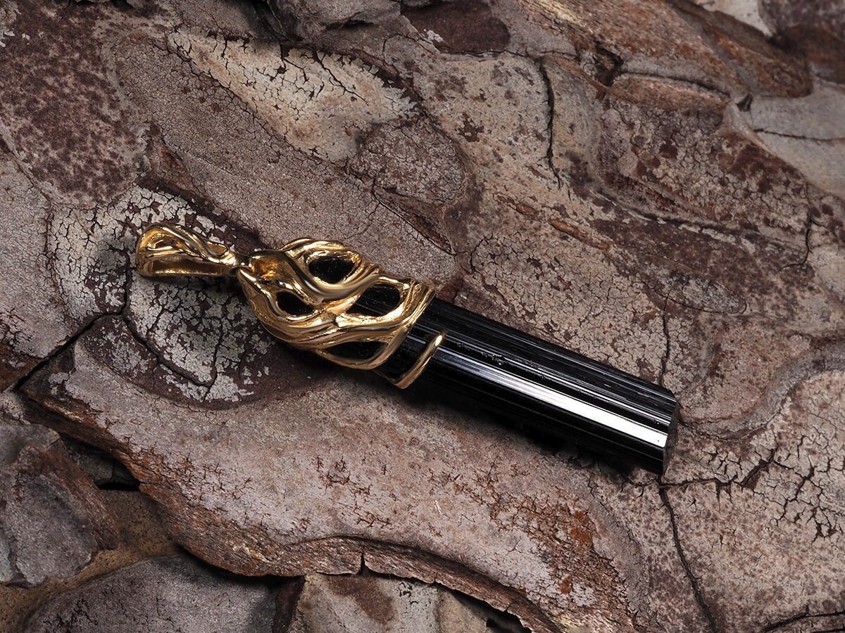 POPLYKE Collana Donna In Argento 925 Con Tormalina Nera Naturale – Ciondolo A Goccia, Catena 45 Cm