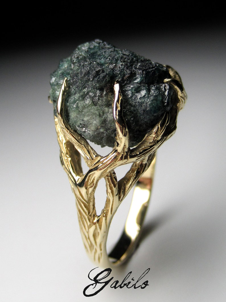 Mens Alexandrite Ring Gold Raw Сrystal Color Change Etsy