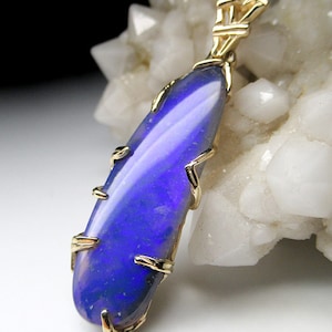 Opal Gold Pendant Gem Neon Purple Stone Unisex Jewelry Man Black Opal Jewels Rare Natural Australian Opal Necklace Jewelry Gift For Her