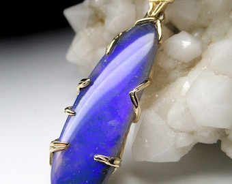 Opal Gold Pendant Gem Neon Purple Stone Unisex Jewelry Man Black Opal Jewels Rare Natural Australian Opal Necklace Jewelry Gift For Her